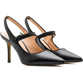 Resim Sofia Baldi Leper Siyah Hakiki Deri Kadın Stiletto & Abiye 