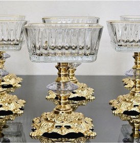 Resim Atabey Home 6'li Frezya Kare Gold Kase Döküm Ayakli Dondurmalik & Şekerlik & Sunumluk & Çerezlik 