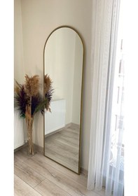 Resim Ersan Dizayn Metal Çerçeve Gold Oval Boy Aynası (Ayak Yoktur) Altın 