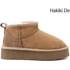 Resim Gönderi R Taba Süet Mini Platform Taban Hakiki Deri Kürklü Bot Taba Süet 