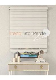 Resim Beyaz Boncuklu Zebra Stor Güneşlik Perde Opak Beyaz 