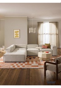 Resim Most Mollis Pro 4 Modül Sol Köşe Koltuk Fitilli Kırık Beyaz Kadif 