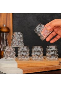 Resim Kapris Boncuk Kahve Yanı Bardak 6'lı Mini Üzüm Bardak 75 Ml 8528 Şeffaf 