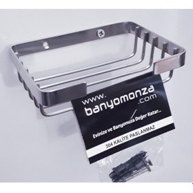 Resim Kare Tel Sabunluk 304 Paslanmaz Mat Krom 