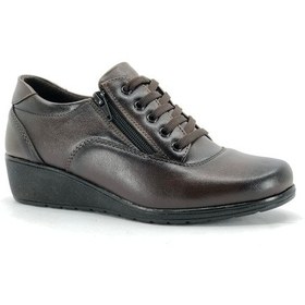 Resim Berfilla Fermuarlı Oxford Klasik Kadın Ayakkabı Kahverengi 