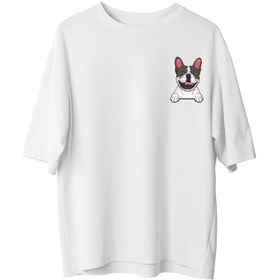 Resim French Bulldog - Oversize T-Shirt - L / Kırmızı 