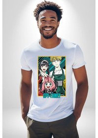 Resim Spy X Family Anime Özel Tasarım Unisex Unisex Beyaz Organik Baskılı T-shirt Penye Yüksek Kalite Beyaz 