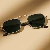 Resim LOOKUP Eşref tek gözlük UV 400 korumalı leopar sap yeşil cam güneş gözlüğü 