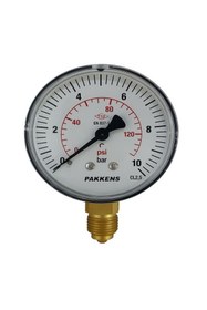 Resim Pakkens 63mm 0/10 bar-psi Alt Bağlantılı Manometre CL 2.5 (G1/4”B) 