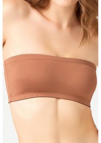 Resim Cottonhill Straplez Crop Top Büstiyer Sütlü Kahve Sütlü Kahverengi 