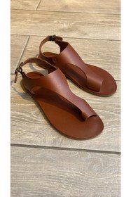 Resim DaphneSandals El Yapımı Hakiki Deri Taba Kadın Sandalet - M2052 