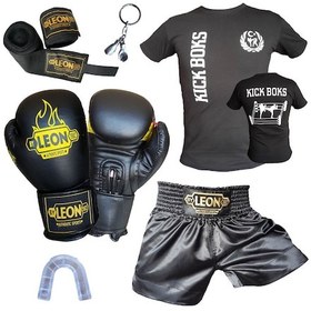 Resim Kogam Boks Eldiveni, Leon Kick Boks Şortu, Tişört, Bandaj, Dişlik Seti 