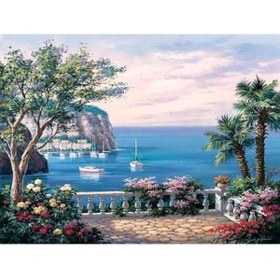 Resim wombhobby Balkon Manzarası 2 Sayılarla Boyama Seti 80x100 Cm Çerçeveli (Kasnağa ) Gerili 