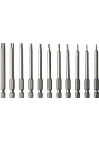 Resim Geeksen Tornavida 11 Adet 75mm Uzun Tornavida Ucu Seti 1/4'' He-x Şaft Torx Manyetik Tor 