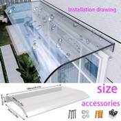 Resim 1 adet Bağlantı Şeridi/1 adet 100.0cm Yağmur Siperliği, Dayanıklı ve Sağlam Görünmez Şeffaf Tente, Düşük Gürültülü, Pencere Eşiği Balkon Kapı Güneşliği. Kolay Kurulum, Uzun Ömürlü, Destek Gerektirmez, Tüm Mevsim UV Koruması, Dış Mekan Avlusu için Uygun 