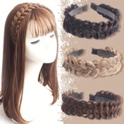 Resim 1 Adet Kadınlar İçin Şık Örgülü Peruk Saç Bandı - Vintage Esintili Kalın Örülmüş Saç Hoop, Geniş Reçine Saç Aksesuarı Siyah/Kahverengi, Bej/Sarışın veya Koyu Kahverengi/Gri Renklerde, Festivaller, Seyahat ve Günlük Tarz İçin Mükemmel 