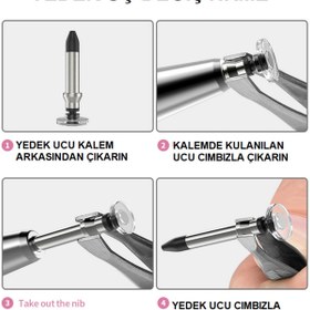 Resim UnDePlus Dokunmatik Tablet Telefon Kalemi +1 Yedek Uç Renk Geçişli Passive Stylus Bilgisayar Kalem Beyaz 