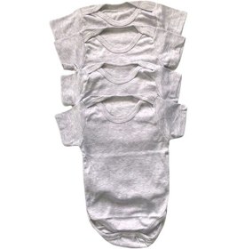 Resim Salarticaret Bebek 4'Lü Yarım Kollu Çıtçıtlı %100 Pamuklu Body Zıbın-Gri 