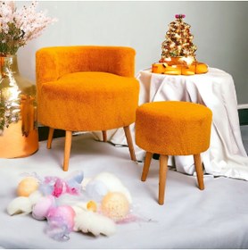 Resim BEYLERBEYİ Çay Seti Tekli Koltuk Berjer Ve Puf Takımı (salon, Balkon, Ofis) 2 li Takım 