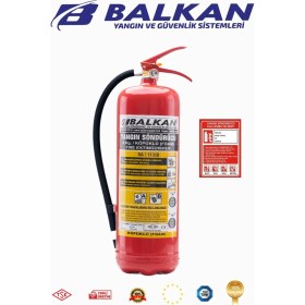 Resim BALKAN YANGIN VE GÜVENLİK SİSTEMLERİ 6 kg Ruhsata Uygun 4 Yıl Köpüklü Yangın Tüpü ve Talimat 