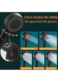 Resim İsgstore 5 Fonksiyonlu Mafsallı Mat Siyah Duş Başlığı Seti - Örgülü Hortum 150 Cm Duş Seti Siyah 