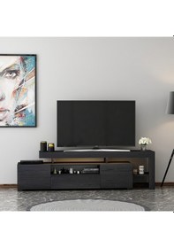 Resim T0014 Led Işıklı Tv Sehpası - Ahşap Siyah Ahşap Siyah 