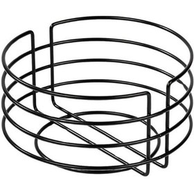 Resim Siyah Paslanmaz Yuvarlak Ekmek Sepeti Jüt Kumaş, Lüks Sunum Sepeti - Çok Amaçlı Metal Siyah 