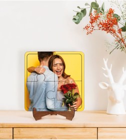 Resim Bk Gift Kişiye Özel Fotoğraflı Ahşap Standlı Puzzle Çerçeve-1 