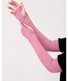 Resim Parmak Geçmeli 45cm Likralı Penye Kolluk 1 Çift Pembe 