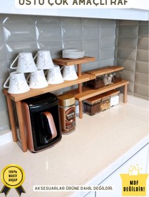 Resim K&G foot rest Ahşap Mutfak Köşe Rafı Tezgah Üstü Düzenleyici Mutfak Rafı 