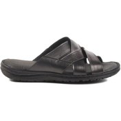 Resim Aspor Siyah Hakiki Deri Erkek Düz Terlik Çok Renkli 