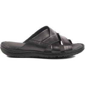 Resim Aspor Siyah Hakiki Deri Erkek Düz Terlik Çok Renkli 