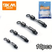 Resim 9KM 10'lu Ağır Hizmet Balıkçılık Döner Halkalı Kancalar - Paslanmaz Pirinç, Aşınmaya Dayanıklı, Sazan ve Tatlı Su Balıkçılığı için Hızlı Bağlantı Sağlayan Sağlam Halkalar 