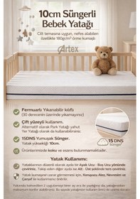 Resim 10Cm Süngerli Bebek Çocuk Beşik Yatağı 60x120 Yıkanabilir Kılıflı Park Yatak Oyun Parkı 