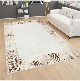 Resim Rovigo Dijital Baskı Yıkanabilir Kaymaz Taban Salon Halısı Ve Yolluk RVG0758, Krem Rengi, 50 x 80 