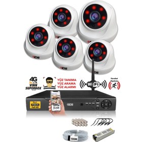 Resim Ids 5 Kameralı 5mp Sony Lensli 1080P Fullhd Güvenlik Kamerası Sistemi - Hard Disksiz 