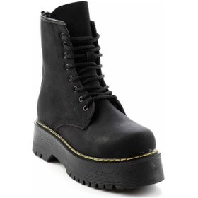 Resim Şanzelize İçi Kürklü Dolgu Taban Kadın Nubuk Deri Bot SiYAH 