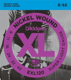 Resim D'Addario EXL120 XL Nickel Elektro Gitar Teli - Super Light (9-42) 