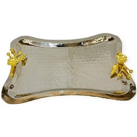 Resim Japon Güllü Dövme Bakır Kahve Tepsisi Gümüş 