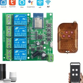 Resim Tuya Akıllı Ev Wifi Anahtar Röle Modülü USB5V 12V 24V 7-32V 433MHz Uzaktan Kumanda Alıcı 4CH Röle Smart-Life Uygulaması Alexa Google Home Uyumlu 