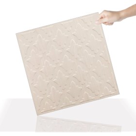 Resim 3 Boyutlu Duvar Paneli Kabartmalı Salon Desen Pvc 41X41 Cm/ 6 Adet /1 M² Beyaz Huş 