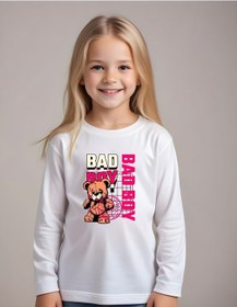 Resim Fyk Kids Kız Çocuk Bad Boy Yazı Baskılı Yuvarlak Yaka Sweatshirt Beyaz 