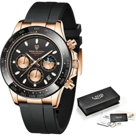 Resim Hanyang Siyah Gül Altın Lıge Erkek Saatler Üst Marka Lüks Adam Izle Spor Chronograph Izle Adam Için Altın Paslanmaz Su Geçirmez Erkek Kol Saati Saat (Yurt Dışından) 