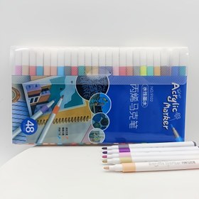 Resim 48 Renk Akrilik Boya Kalemleri Markerlar, Ahşap, Tuval, Taş, Kaya Boyama, Cam, Seramik Yüzeyler için Premium Akrilik Boya Kalemler, DIY El Sanatları Yapımı Sanat Malzemeleri 