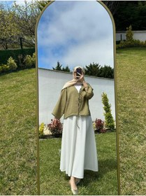 Resim SAMSA önü bağlamalı 2 bağcıklı kimono gömlek modern tesettür şık yeni sezon etek üstü kimono 