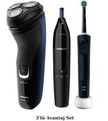Resim Philips AquaTouch S1323 Islak Kuru Tıraş Makinesi, NT1650 Burun Kulak Tüy Alma, Şarjlı Diş Fırçası 3 