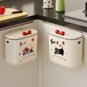 Resim 12,0 L Mutfak Çöp Kutusu - Lavabo Altına Uygun, Şifonyer Kapısında Asılabilir ve Duvar Montajlı Kapaklı Çizgi Desenli Çöp Sepeti Mutfak/Oturma Odası/Banyo İçin Ideal 