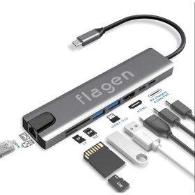 Resim FLAGEN Type-c Usb 3.1 8in1 4k Hdmi Micro Sd Rj-45 Usb Çoğaltıcı Çevirici 