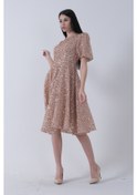 Resim Feminist Gold Pul Payetli Midi Boy Kısakol Abiye 6502498.122 Gold 