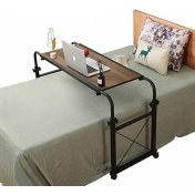 Resim servetavcı Tek Kişilik Yatak Masası - Ceviz (Tekerli) 